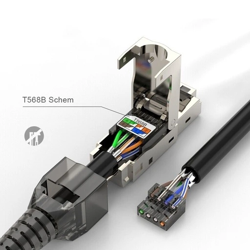 [NC26] Toolless:  Shielded Cat6A RJ45 Connector