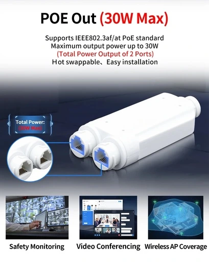 [NI27] 2P Poe Extender /Repeater (w/ Cable Gland)